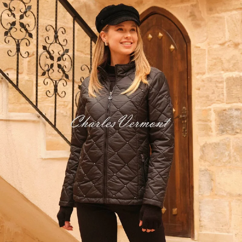 Dolcezza Quilted Stud Jacket - Style 74816 Toggled Jacket Drawstring Jacket Belted Jacket