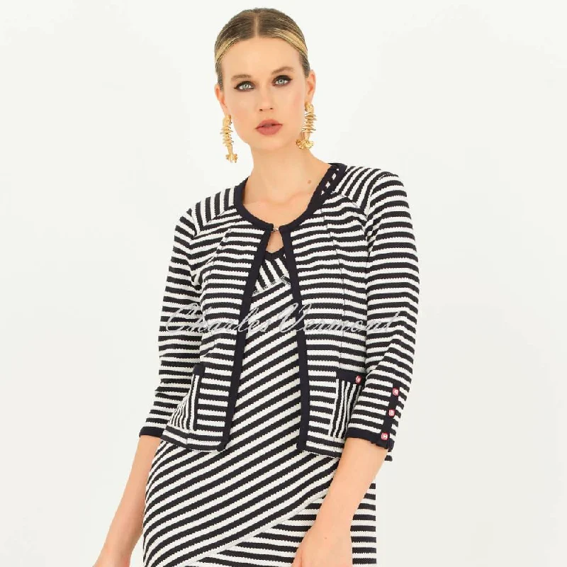 Dolcezza Striped Cover Up Jacket - Style 23106 Bomber Jacket Anorak Windbreaker