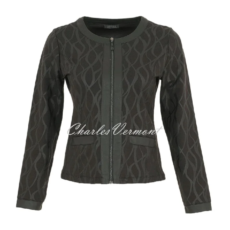 Dolcezza 'Timeless Leather' Collarless Zip Jacket - Style 74126 Chenille Fabric Brocade Fabric Lace Fabric