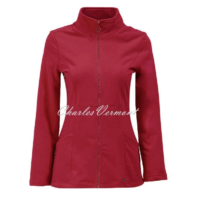 Dolcezza Zip Jacket - Style 72195 (Red) Satin Jacket Silk Jacket Chiffon Jacket