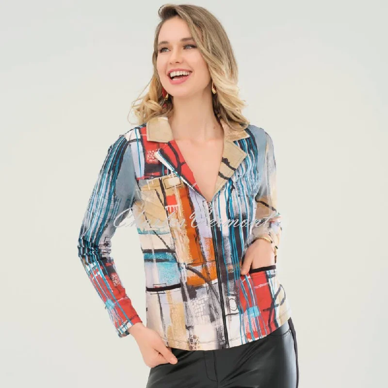 Dolcezza Zip Jacket - Style 73745 V-Neck Jacket Boat Neck Jacket Square Neck Jacket