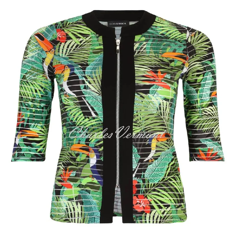 Doris Streich Tropical Print Lightweight Jacket - Style 396715-98 Wool Jacket Cashmere Jacket Tweed Jacket