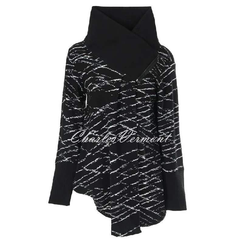 EverSassy Knit Cover Up Jacket - Style 12251 (Black) Hooded Jacket Caped Jacket Shawl Collar Jacket