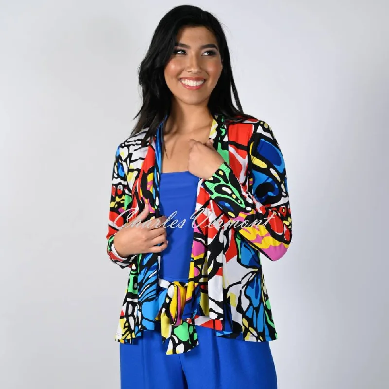 Frank Lyman Printed Cover Up Jacket - Style 231277 Denim Fabric Leather Fabric Suede Fabric