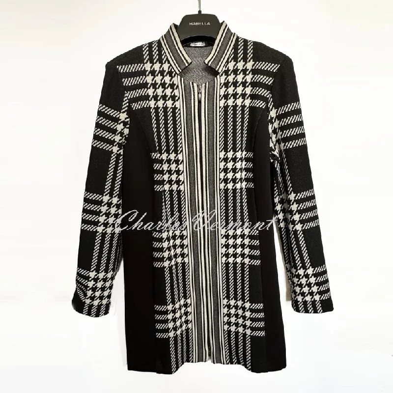 Habella Longline Houndstooth Jacket - Style 57181-50057-90 Faux Fur Fabric Real Fur Fabric Shearling Fabric