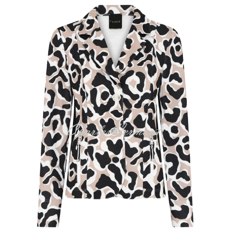 I'cona Animal Print Blazer Jacket - Style 67191-60173-140 Satin Jacket Silk Jacket Chiffon Jacket