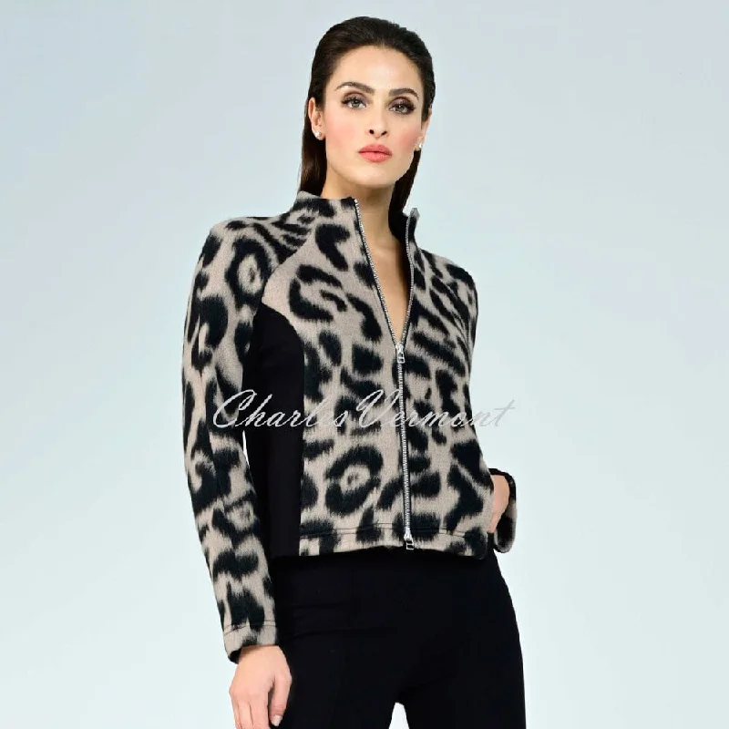 I'cona Animal Print Zip Jacket - Style 67291-60244-15 Mesh Jacket Canvas Jacket Denim Jacket