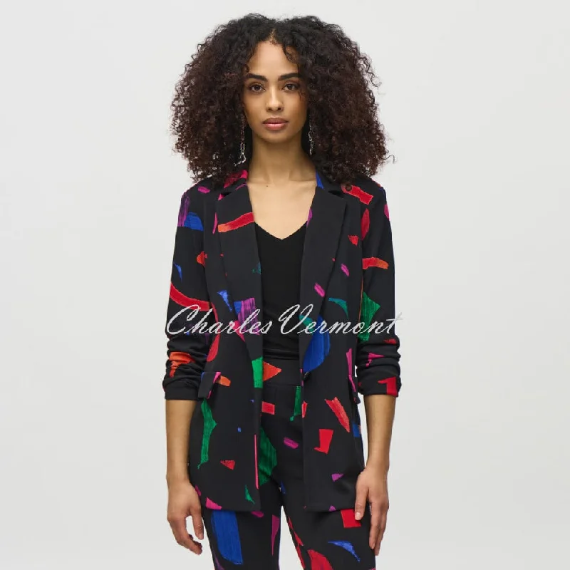 Joseph Ribkoff Abstract Print Blazer Jacket - Style 244231 Rayon Jacket Velvet Jacket Corduroy Jacket