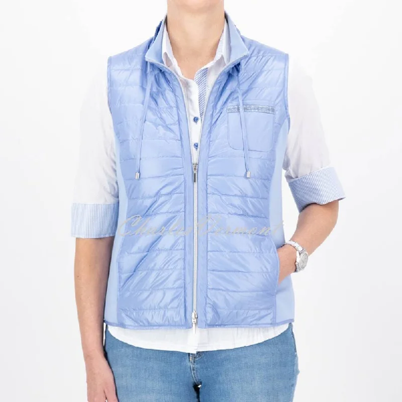 Just White Lightly Padded Gilet Jacket - Style J4120 (Blue) Knit Fabric Woven Fabric Fleece Fabric