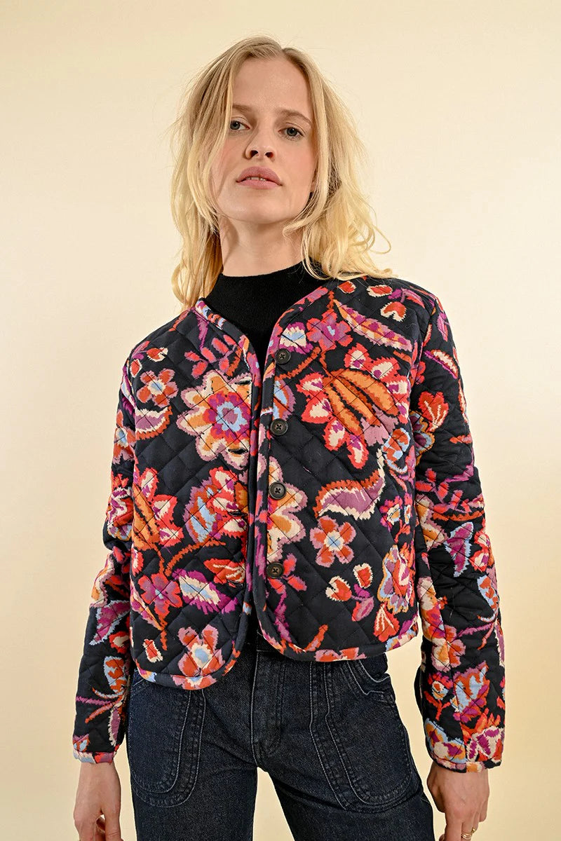 Quilted Floral Jacket Fleece Jacket Down Jacket Parka