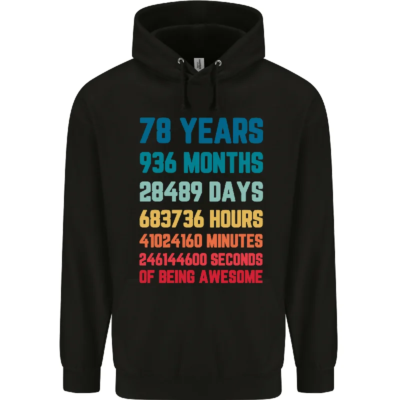 78th Birthday 78 Year Old Mens 80% Cotton Hoodie Hoodie with Batwing Sleeves Loose Dramatic