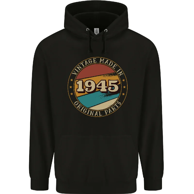 79th Birthday  Vintage Made In 1945 Mens 80% Cotton Hoodie Hoodie with Turtle Neck Cozy Winter