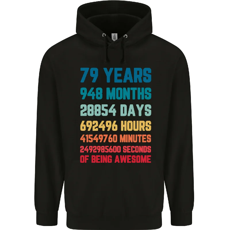 79th Birthday 79 Year Old Mens 80% Cotton Hoodie Hoodie with Raglan Sleeves Sporty Comfortable