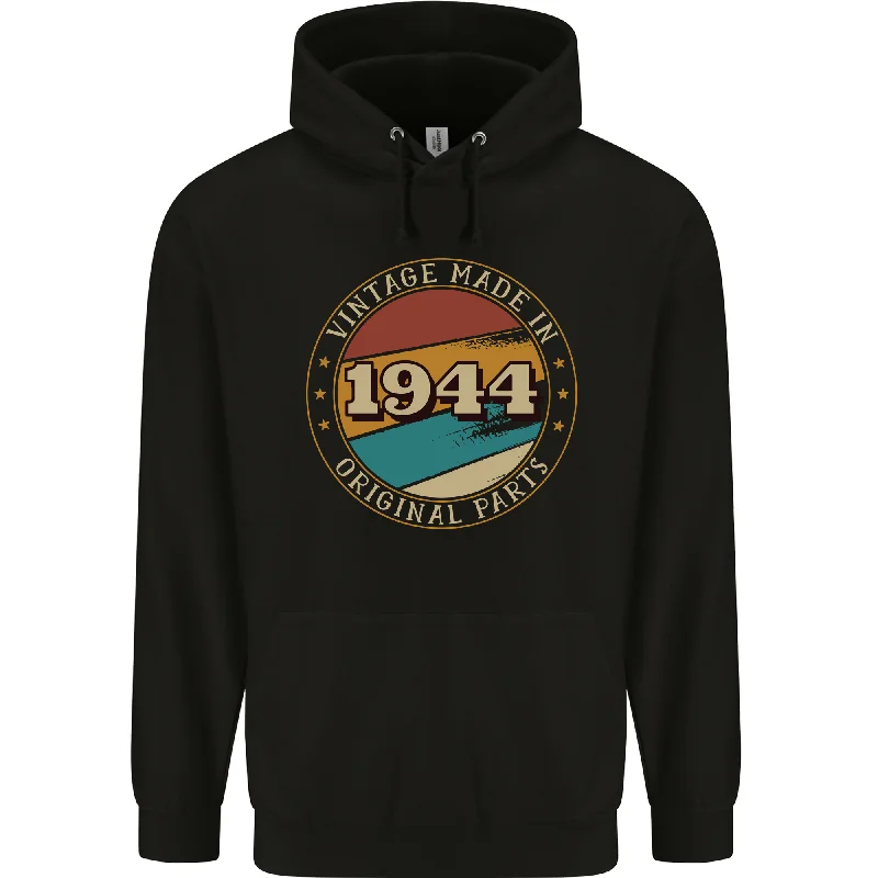 80th Birthday  Vintage Made In 1944 Mens 80% Cotton Hoodie Hoodie with Ribbed Cuffs Snug Fit Comfort