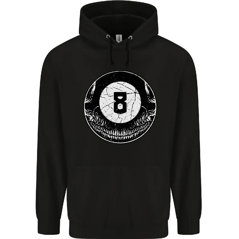 8-Ball Skull Pool Player 9-Ball Mens 80% Cotton Hoodie Hoodie with Set-In Sleeves Structured Classic