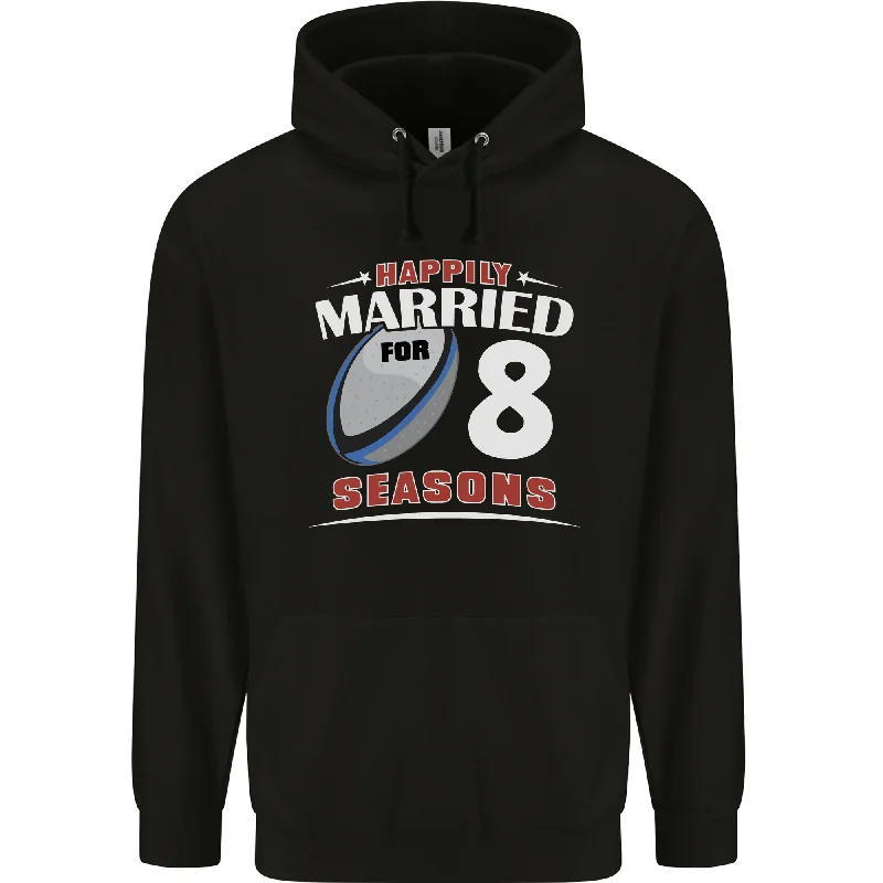 8 Year Wedding Anniversary 8th Rugby Mens 80% Cotton Hoodie Hoodie with Cropped Fit Short Trendy