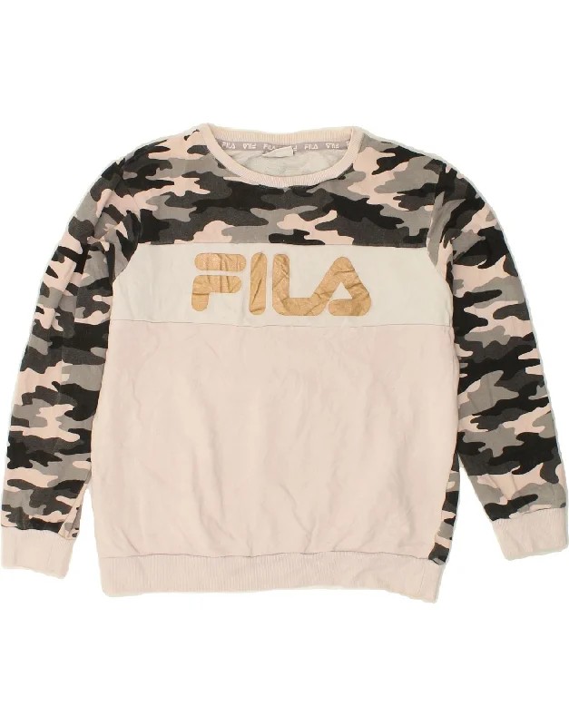 FILA Girls Graphic Sweatshirt Jumper 11-12 Years Multicoloured Camouflage Hoodie with Relaxed Fit Easy Casual