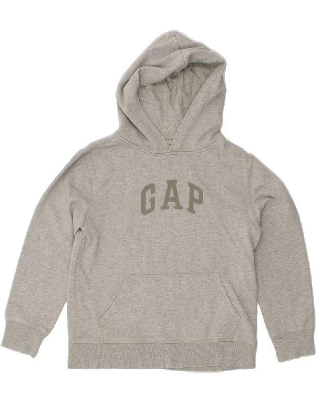 GAP Boys Graphic Hoodie Jumper 13-14 Years XL Grey Cotton Hoodie with Cropped Fit Short Trendy