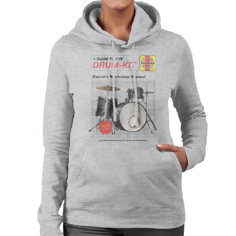 Haynes Drum Kit Owners Workshop Manual Women's Hooded Sweatshirt Hoodie Crop Top Short Trendy