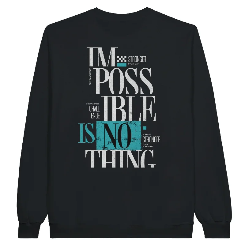 IMPOSSIBLE IS NOTHING Unisex Crewneck Sweatshirt Hoodie with Button Placket Classic Preppy