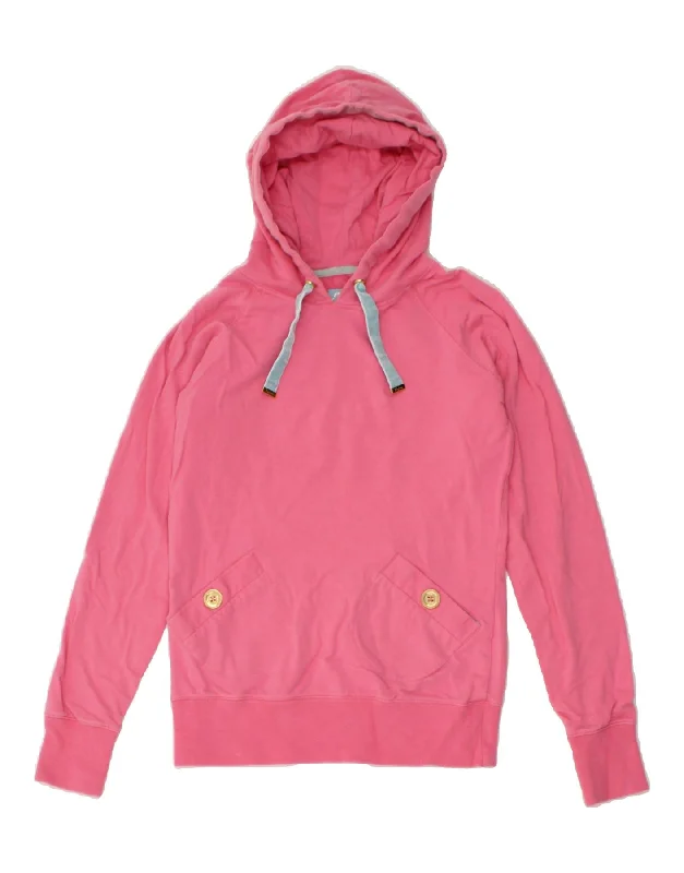 JOULES Womens Hoodie Jumper UK 8 Small Pink Cotton Hoodie with Fur Luxurious Winter