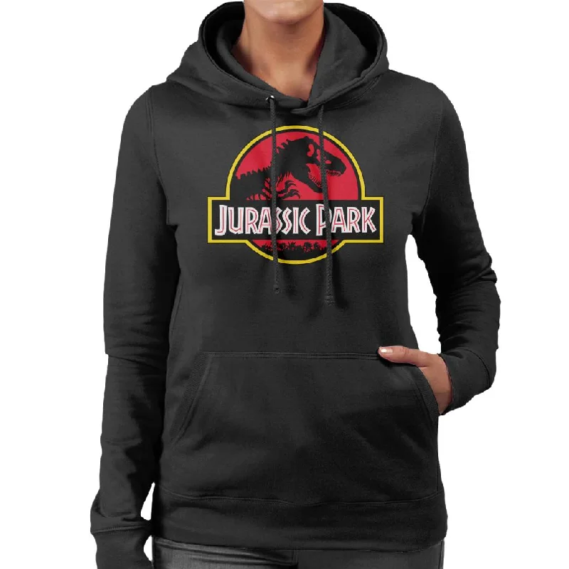 Jurassic Park Classic Yellow Outline Logo Women's Hooded Sweatshirt Hoodie with Drop Shoulder Relaxed Streetwear