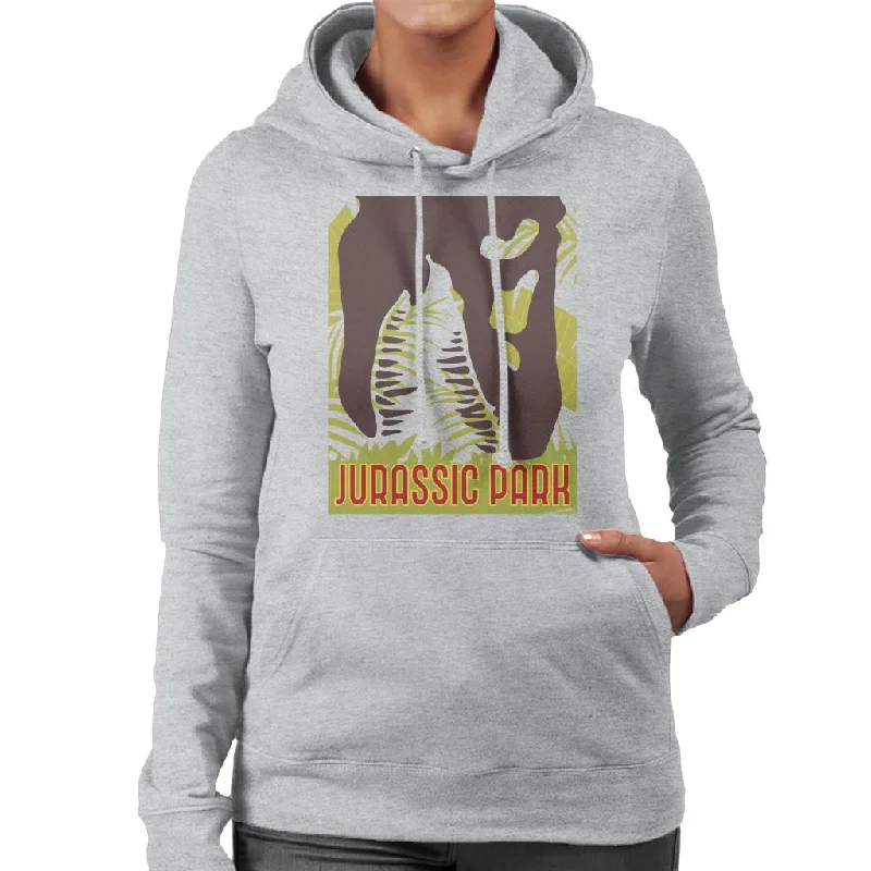 Jurassic Park T Rex Skeleton Silhouette Eating Women's Hooded Sweatshirt Hoodie with Slit Hem Functional Movement