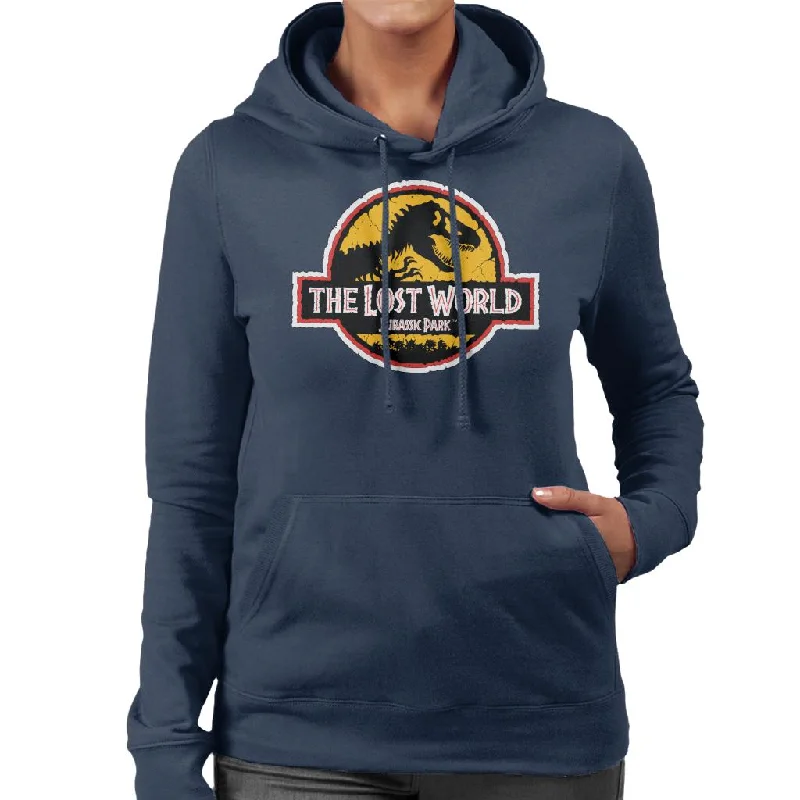 Jurassic Park The Lost World White Outline Logo Women's Hooded Sweatshirt Hoodie with Lace Feminine Delicate