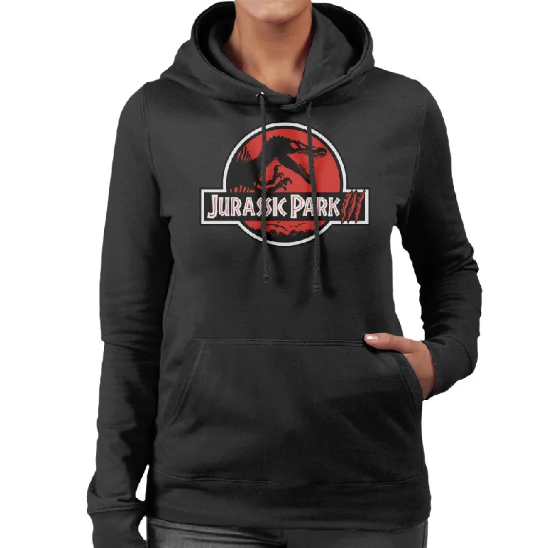 Jurassic Park White Outline Claw Marks Logo Women's Hooded Sweatshirt Hoodie with Pastel Soft Subtle