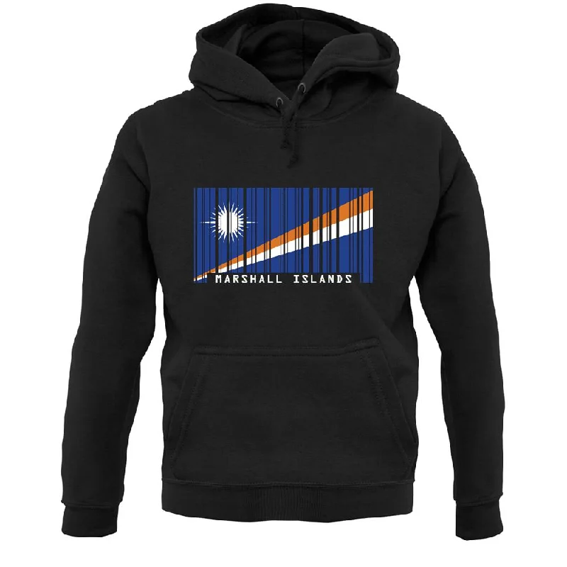 Marshall Islands  Barcode Style Flag Unisex Hoodie Hoodie with Embroidery Detailed Premium