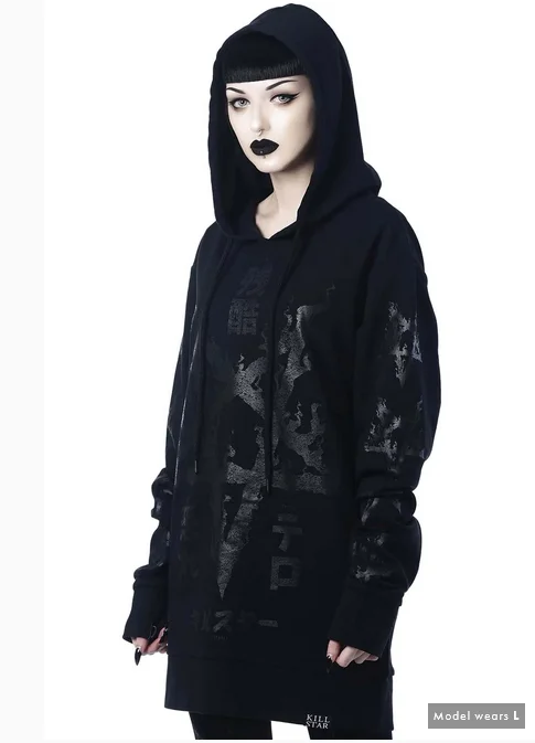 Night Terror Oversized Hoodie Hoodie with Hem Ribbing Snug Secure