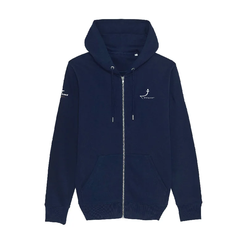 Power of Polo Navy Zip Hoodie Hoodie with Hem Fringe Bohemian Relaxed