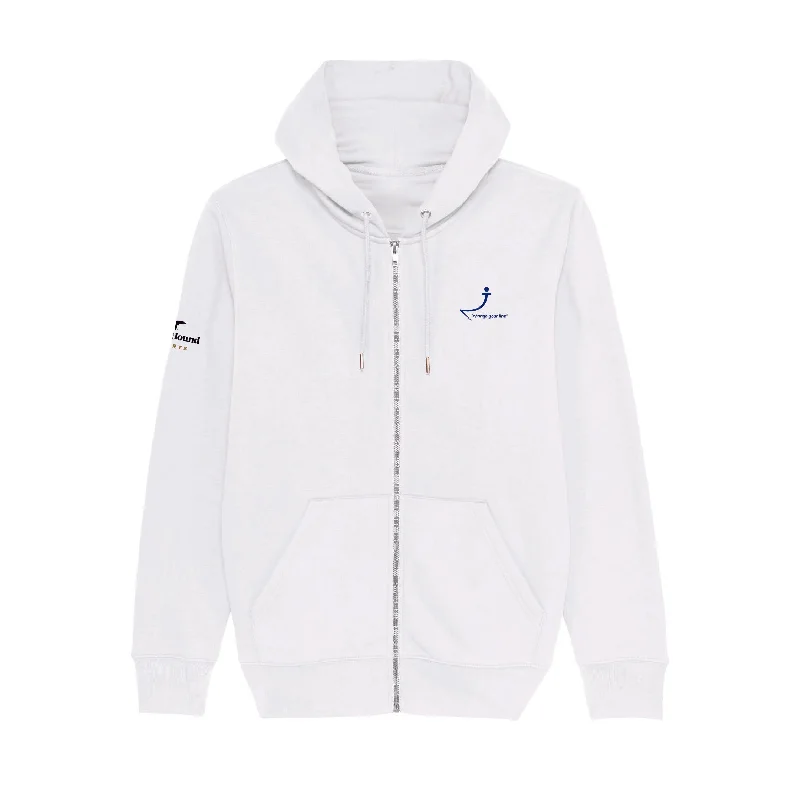 Power of Polo White Zip Hoodie Hoodie with Hem Embroidery Detailed Premium