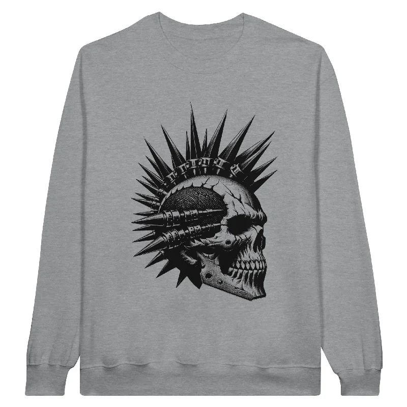 Punk Rock Skull Unisex Crewneck Sweatshirt Hoodie with Strings Custom Fit Adjustable