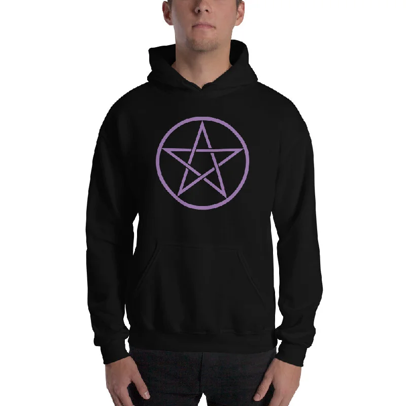 Purple Goth Wiccan Woven Pentagram Unisex Hoodie Sweatshirt Hoodie with Color Block Contrast Stylish