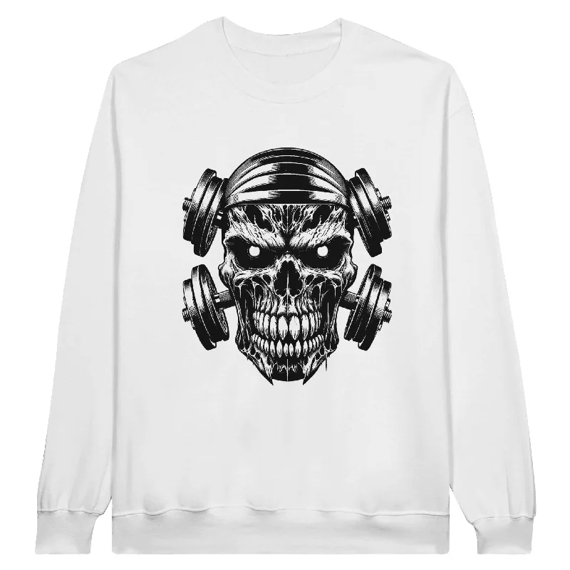 Skull Evil Barbells Unisex Crewneck Sweatshirt Zip Hoodie Drawstring Kangaroo Pocket