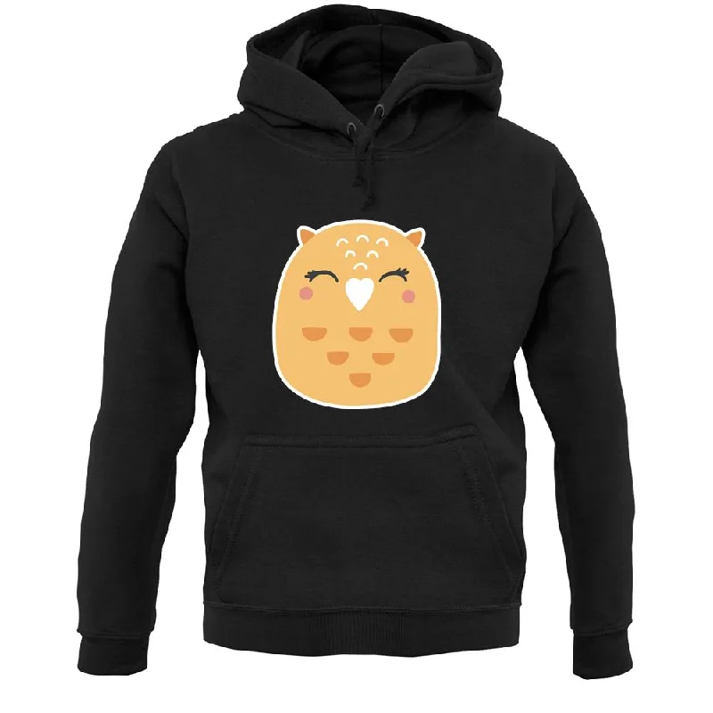 Smiley Face Mrs Owl Unisex Hoodie Hoodie with Tied Waist Feminine Flattering