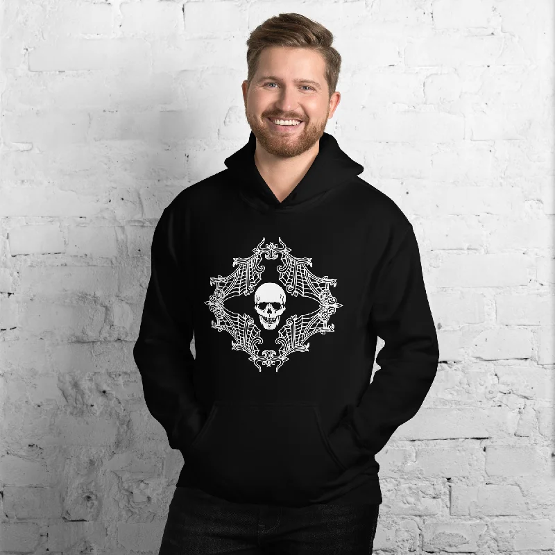 Spider Web Gothic Cobweb Skull Unisex Hoodie Sweatshirt Hoodie with Button Classic Timeless