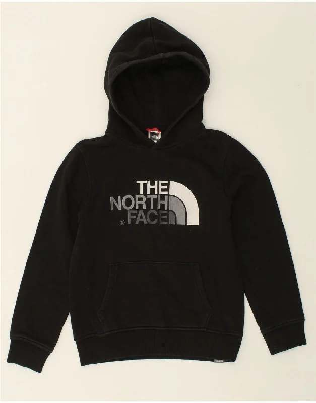 THE NORTH FACE Boys Graphic Hoodie Jumper 9-10 Years Medium  Black Cotton Hoodie with V-Neck Classic Versatile