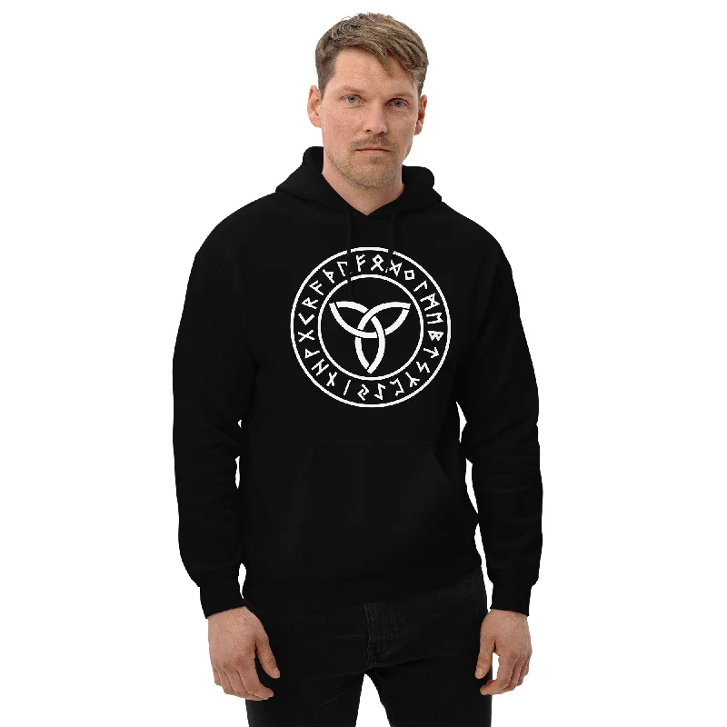 Triquetra Infinity Symbol with Viking Runes Unisex Hoodie Sweatshirt Hoodie with Toggle Buttons Decorative Unique