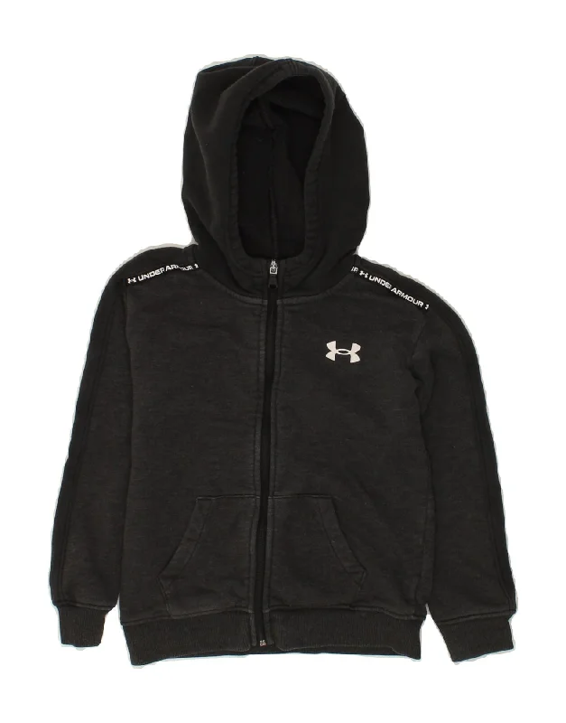 UNDER ARMOUR Boys Graphic Zip Hoodie Sweater 6-7 Years Grey Cotton Hoodie with Tied Waist Feminine Flattering