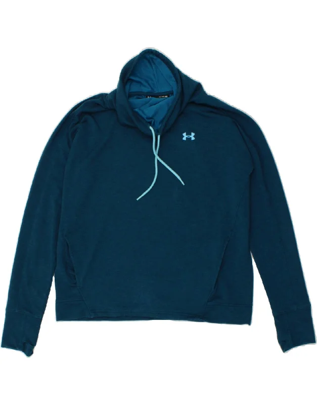 UNDER ARMOUR Womens Sweatshirt Jumper UK 18 XL Blue Rayon Oversized Hoodie Comfort Casual