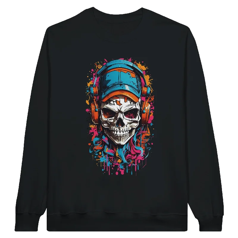 Urban Graffiti Skull Unisex Crewneck Sweatshirt Hoodie with Logo Branding Identity