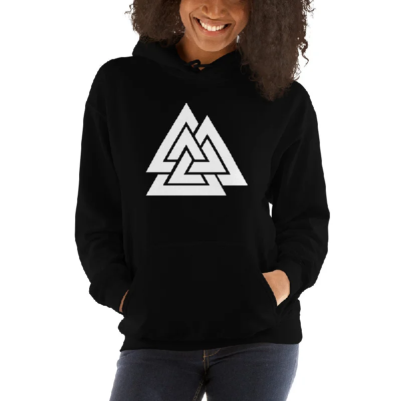 Viking Symbol Valknut Triangles of Power and Glory Unisex Hoodie Sweatshirt Hoodie with Strings Custom Fit Adjustable