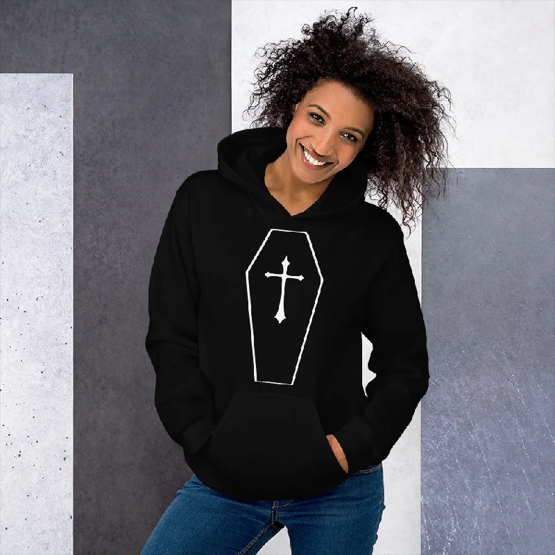 Vintage Toe Pincher Coffin w/ Gothic Cross Unisex Hoodie Sweatshirt Hoodie with Hood Adjustable Protection