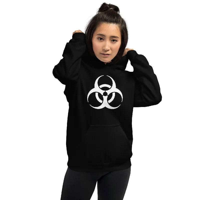 White Biohazard Sign Toxic Chemical Symbol Unisex Hoodie Sweatshirt Hoodie with Hood Adjustable Protection