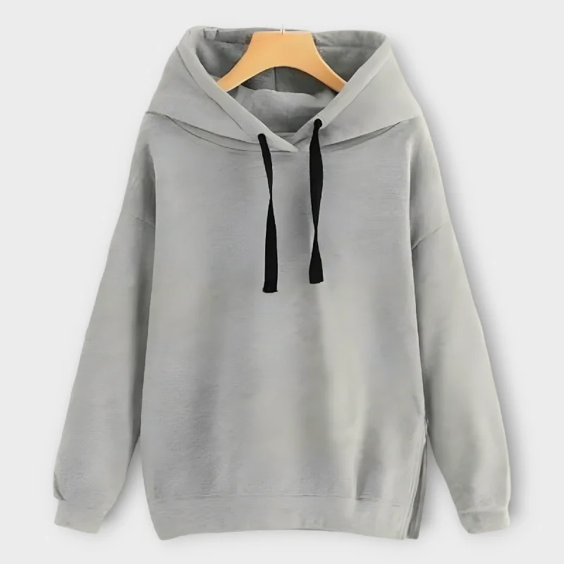 Winter Gray Basic Hoodie For Women's Hoodie with Slim Fit Tailored Modern