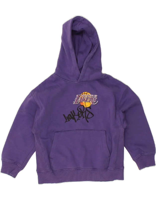 ZARA Boys Los Angeles Lakers Graphic Hoodie Jumper 6-7 Years Purple Cotton Hoodie with Drawcord Adjustable Secure