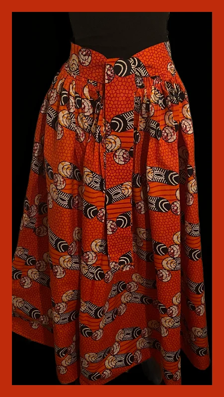 Orange and Black African Print Maxi Skirt lightweight skirt design