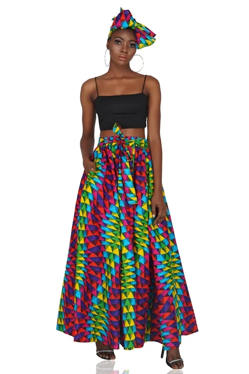 Ankara Print Long Maxi Skirt linen skirt natural